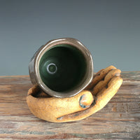 Soda Fired Whiskey/Espresso Cup with Hand Saucer